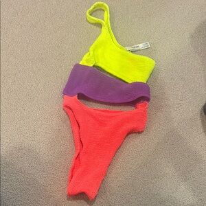 Colorful One-Shoulder Bikini Set